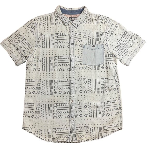 Modern Amusement Button Up Shirt Mens XL Blue Short Sleeve 100% Cotton FAIR‎ - Picture 1 of 15